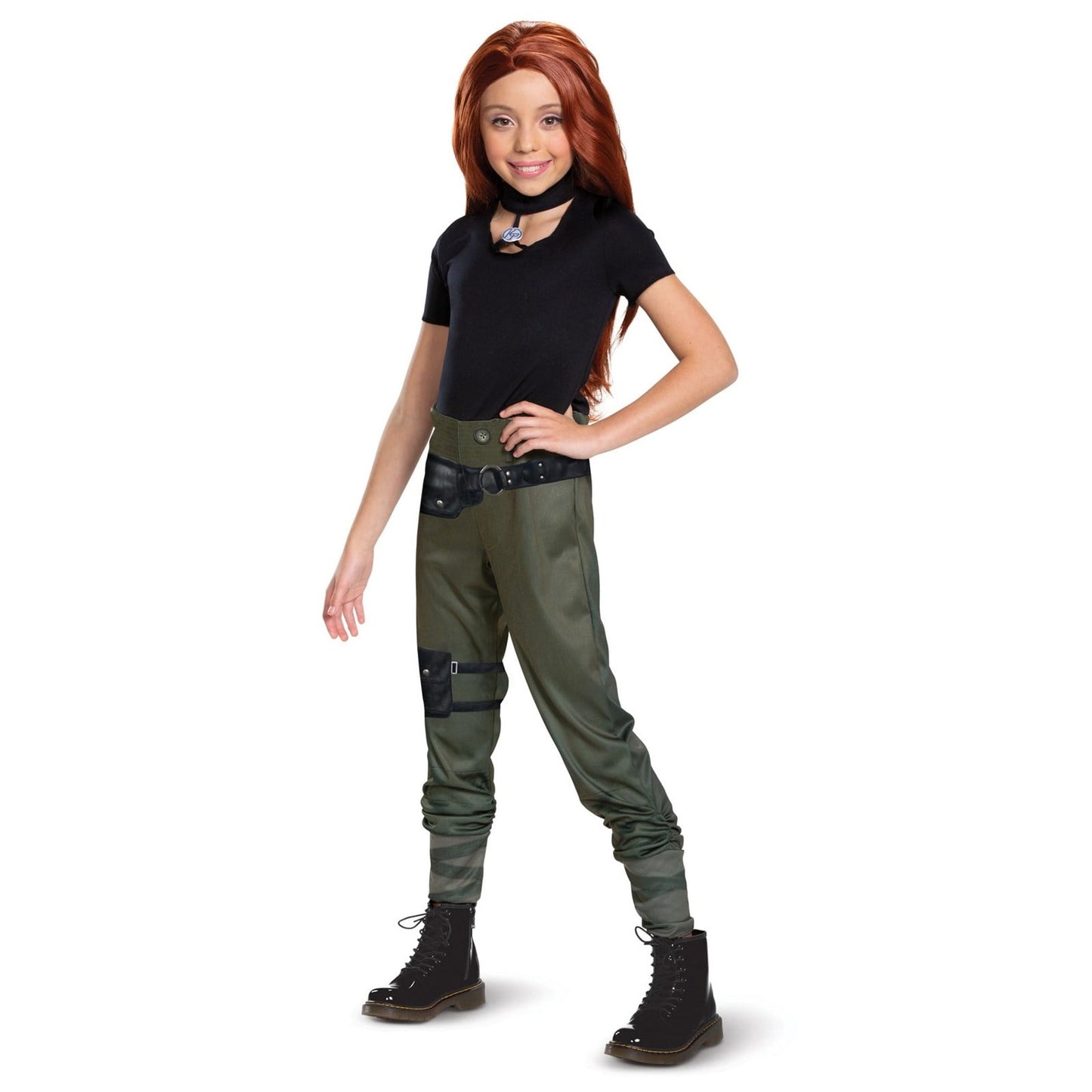 Kim Possible Classic Kim Costume for Girls with Black and Green Jumpsuit for Children, Size 4-6