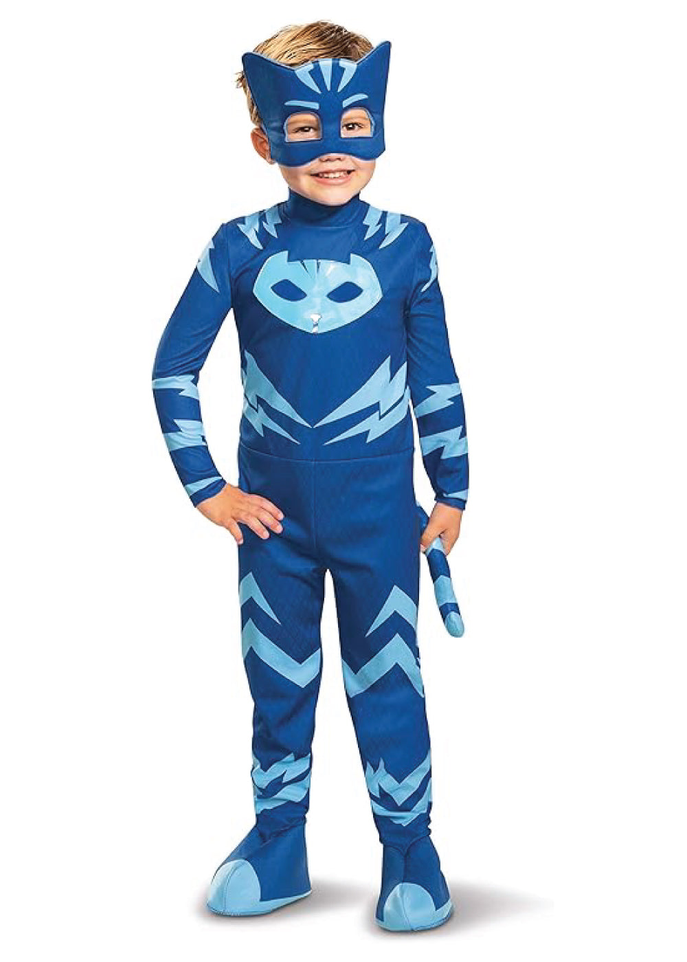 PJ Masks Costume, Deluxe Kids Light Up Jumpsuit Outfit and Character Mask, Toddler Size