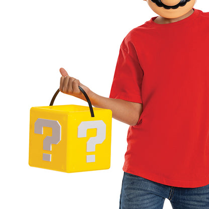 Super Mario Bros Treat Pail, Yellow Question Mystery Block Candy Bucket & Room Decor