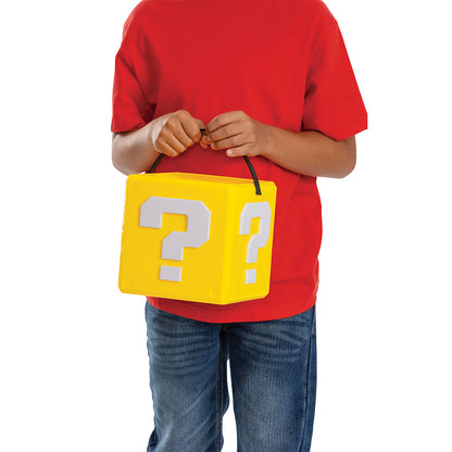 Super Mario Bros Treat Pail, Yellow Question Mystery Block Candy Bucket & Room Decor