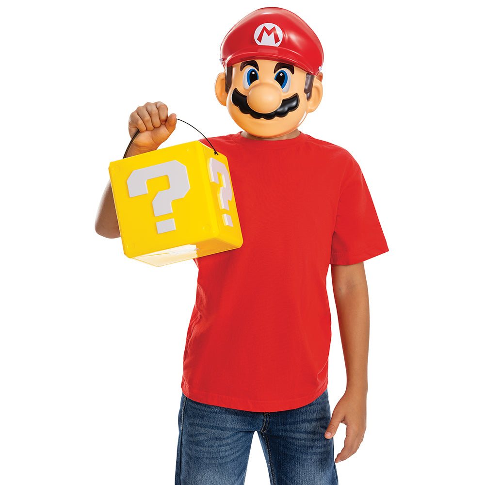 Super Mario Bros Treat Pail, Yellow Question Mystery Block Candy Bucket & Room Decor
