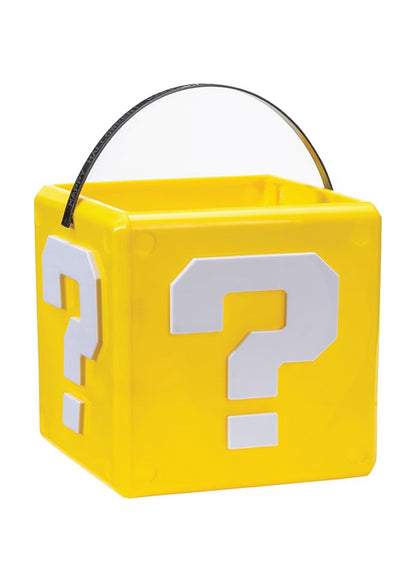 Super Mario Bros Treat Pail, Yellow Question Mystery Block Candy Bucket & Room Decor