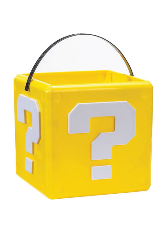 Super Mario Bros Treat Pail, Yellow Question Mystery Block Candy Bucket & Room Decor